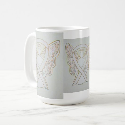 Die Tasse "White Awareness Ribbon Angel" (Vorderseite Links)
