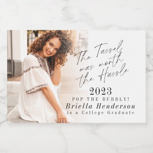 Die Tassel war den Hassle-Abschluss Mini wert Schaumweinetikett (Einzelnes Label)