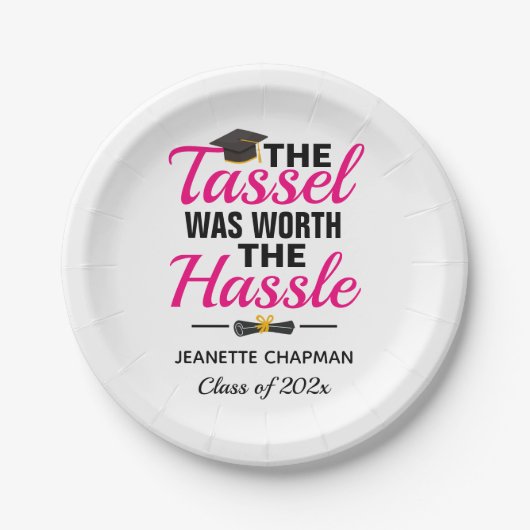 Die Tassel war den schweren Abschluss wert Pappteller (Vorderseite)