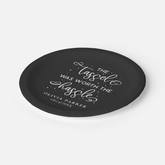 Die Tassel war der moderne, höfliche Abschluss wer Pappteller (Schrägansicht)