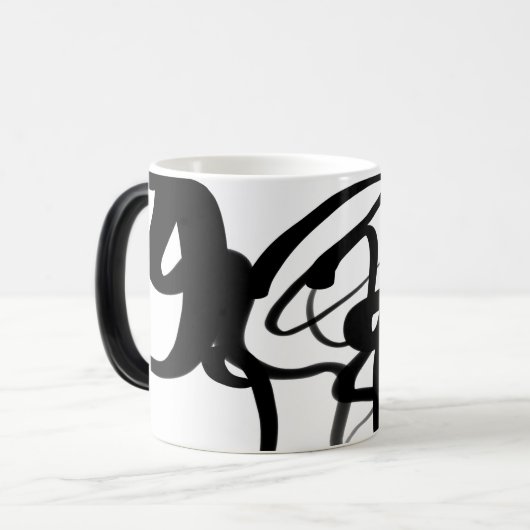 Die Taucher: Abstrakte Schwarz-Weiß-Tasse Verwandlungstasse (Vorderseite Links)