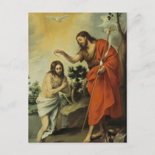 Die Taufe Christi durch Bartolome Esteban Murillo Postkarte (Vorderseite)