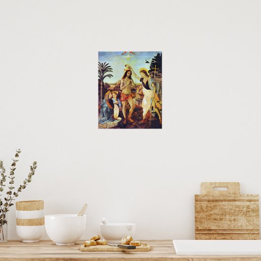 Die Taufe Christi von Leonardo da Vinci Poster (Küche)