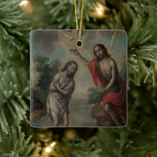 Die Taufe Christi von Nicolás Enríquez Keramikornament (Baum)