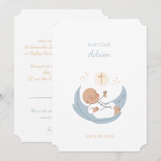 Die Taufe der Adrien Einladung (Vorne/Hinten)