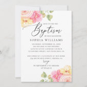 Die Taufe der Blütenblüte ist in Pfirsiche und Ros Einladung (Vorderseite)