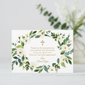 Die Taufe der modernen weißen Blumen Dankeskarte (Stehend Vorderseite)