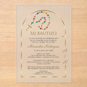 Die Taufe der Spanischen Gold Arch Cross Girl Mono Acryleinladungen (Vorderseite)