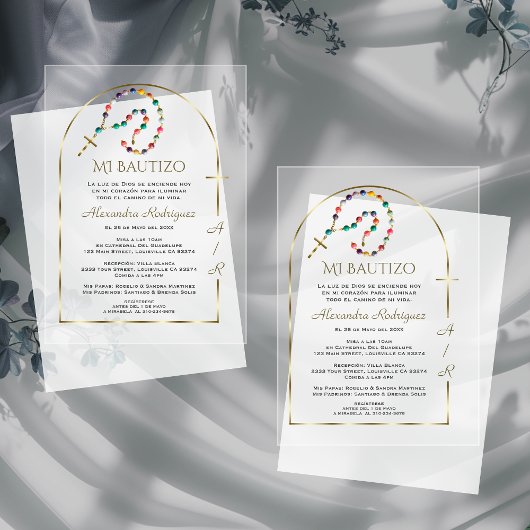 Die Taufe der Spanischen Gold Arch Cross Girl Mono Acryleinladungen