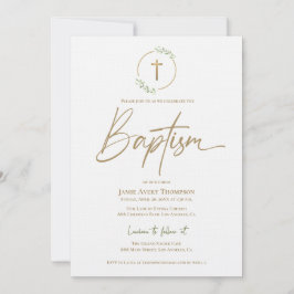 Die Taufe des modernen Archblattes Gilded Gold Cro Einladung