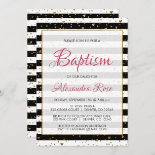 Die Taufe des Schwarzen und Weißen Goldenen Foil Einladung
