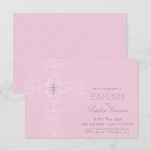 Die Taufe-Einladung des Babys u. elegantes Kreuz Einladung