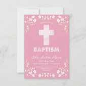 Die Taufe-Einladung des Mädchens - Rosa, Einladung (Vorderseite)