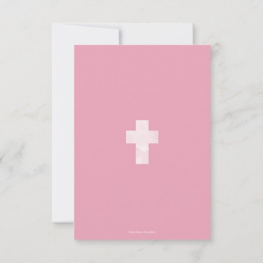 Die Taufe-Einladung des Mädchens - Rosa, Einladung (Rückseite)