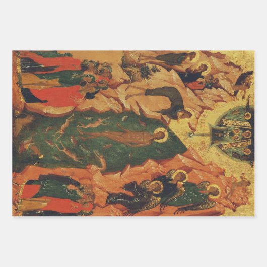 Die Taufe Jesu Christi Byzantinische Ikone Geschenkpapier Set (Vorderseite)