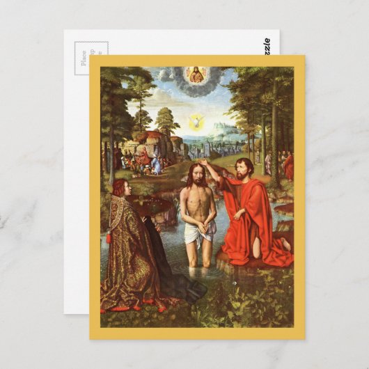 Die Taufe Jesu von Meistern gemalt Postkarte (Vorne/Hinten)