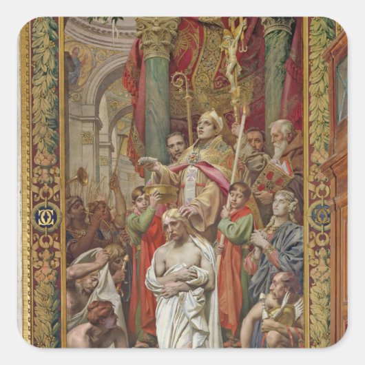 Die Taufe von Clovis I Quadratischer Aufkleber (Vorderseite)