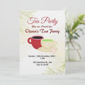 Die Tea-Party Einladung von White and Green Olivia (Stehend Vorderseite)