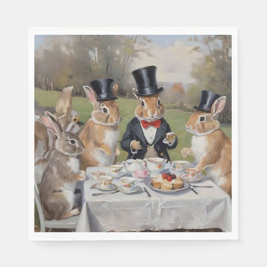 Die Tea Soiree des verzauberten Hase Serviette (Vorderseite)