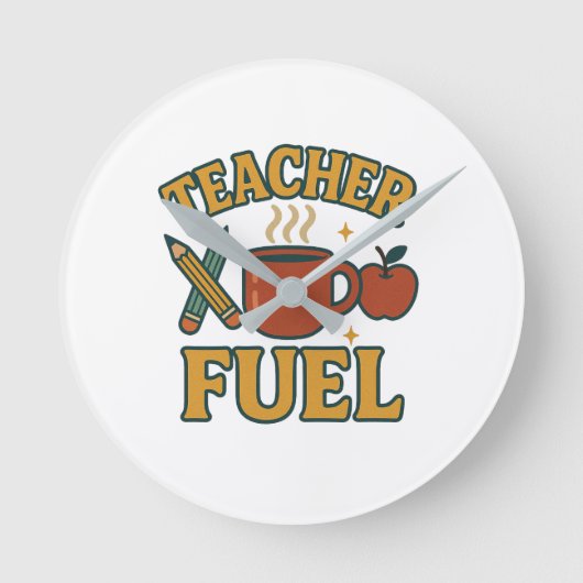 Die Teacher-Kraftstoffmauer-Uhr - Funny Teacher-Ge Runde Wanduhr (Vorderseite)