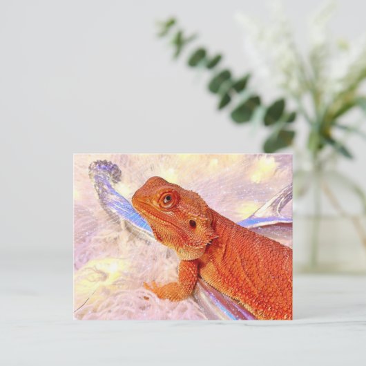 Die Teakholzpause des bärtigen Drachen Postkarte (Stehend Vorderseite)