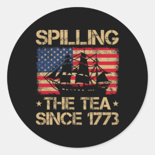 Die Teeausbreitung seit 1773 Vintage US-Fahne 4. Runder Aufkleber