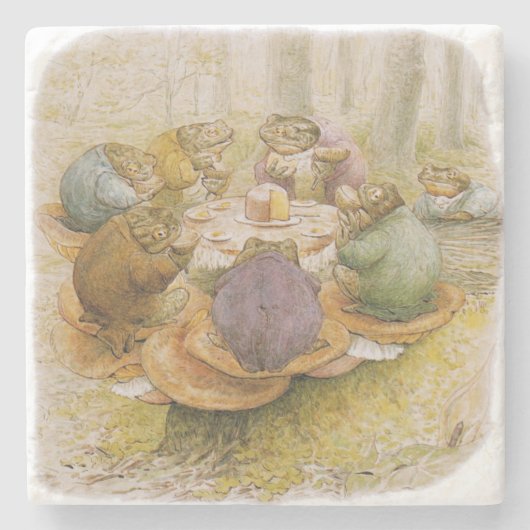 Die Teeparty der Kröten (von Beatrix Potter) Steinuntersetzer (Vorderseite)