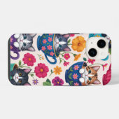 Die Teetassen-Kätzchen & Blüten iPhone Hülle (Rückseite (Horizontal))