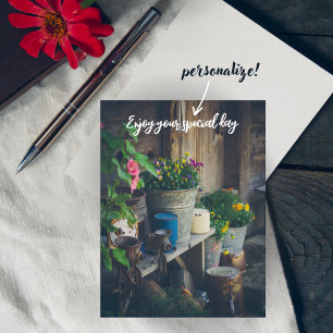 Die Terrasse des Landhauses ist mit lebendigen Sti Feiertagspostkarte