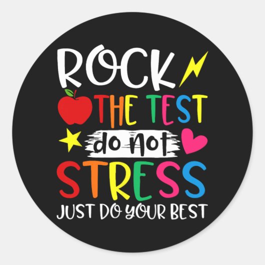 Die Testtages-Testmotivation wird nicht gestresst. Runder Aufkleber (Vorderseite)