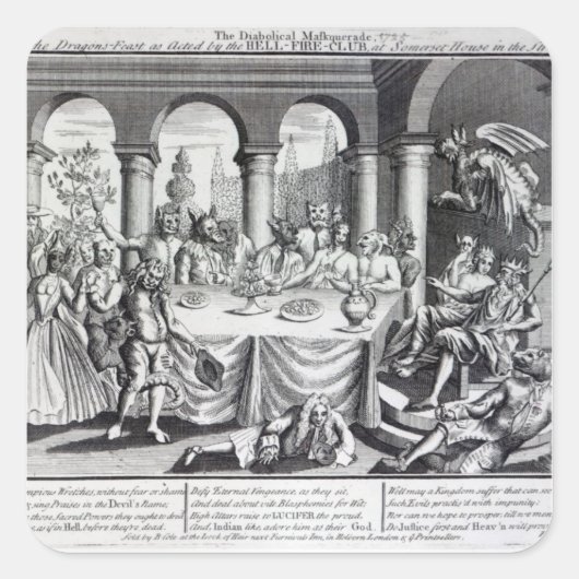 Die teuflische Maskerade Quadratischer Aufkleber (Vorderseite)