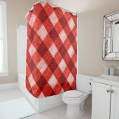 Die Textur des hellen Rotes des Binding Gingham f Duschvorhang (Beispiel)