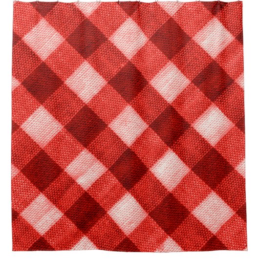 Die Textur des hellen Rotes des Binding Gingham f Duschvorhang (Vorderseite)