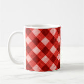 Die Textur des hellen Rotes des Binding Gingham f Kaffeetasse (Links)