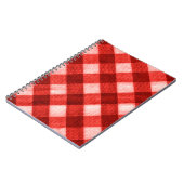Die Textur des hellen Rotes des Binding Gingham f Notizblock (Linke Seite)