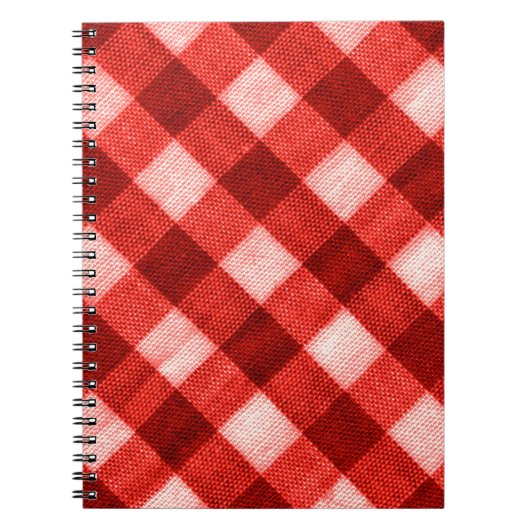 Die Textur des hellen Rotes des Binding Gingham f Notizblock (Vorderseite)