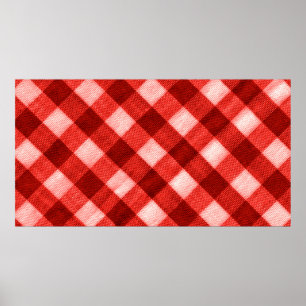 Die Textur des hellen Rotes des Binding Gingham f Poster