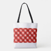 Die Textur des hellen Rotes des Binding Gingham f Tasche (Rückseite)