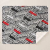 die Textur des Strickstoffes mit gestreiftem p Sherpadecke (Vorderseite (Horizontal))