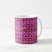 die Textur des Strickstoffes mit gestreiftem Unter Kaffeetasse (VorderseiteRechts)
