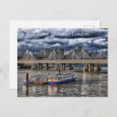 Die Themse London unter einem wolkigen Himmel Postkarte (Vorne/Hinten)