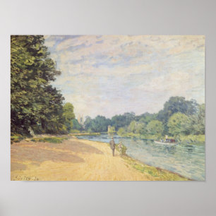 Die Themse mit Hampton-Kirche, 1874 Poster