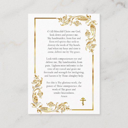 Die Theotokos der Vladimir-Pregnancy-Gebetskarte Platzkarte (Rückseite)