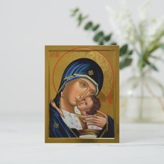 Die Theotokos und das christlich-orthodoxe Kind Ch Postkarte (Stehend Vorderseite)