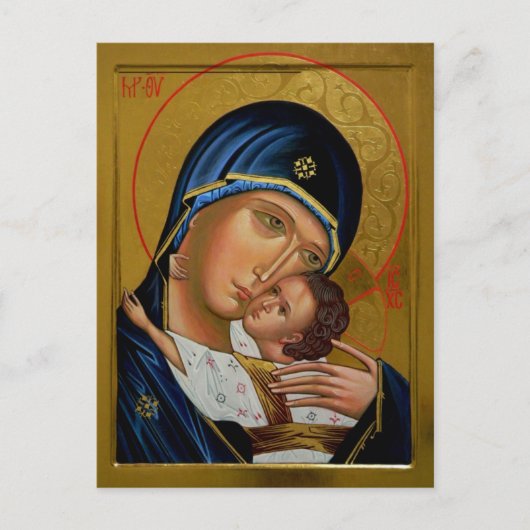 Die Theotokos und das christlich-orthodoxe Kind Ch Postkarte (Vorderseite)
