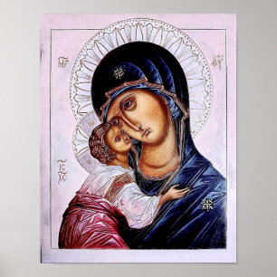 Die Theotokos und das Jesuskind Ikonen Druck Poster