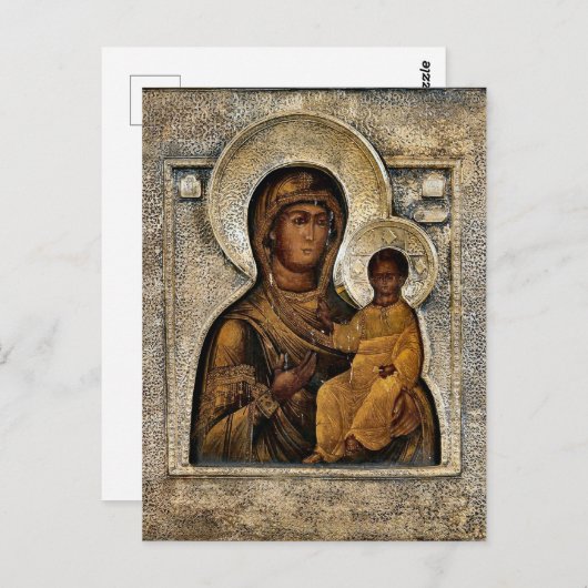 Die Theotokos und die christlich-orthodoxe Ikonenp Postkarte (Vorne/Hinten)