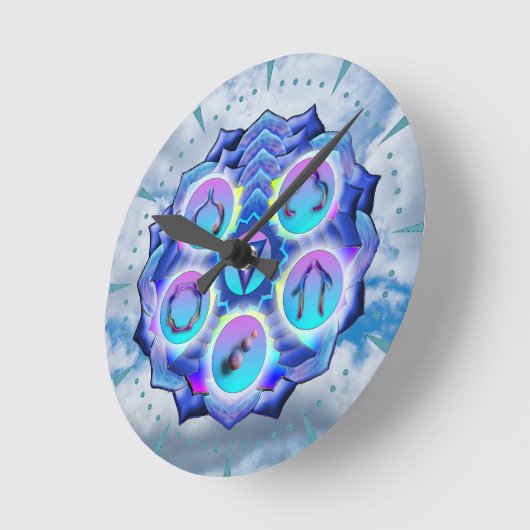 Die Throat Chakra Runde Wanduhr (Winkel)