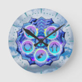 Die Throat Chakra Runde Wanduhr (Vorderseite)
