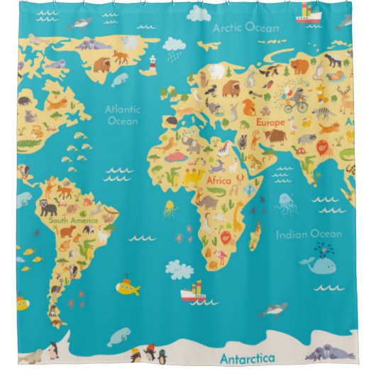 Die Tiere der Welt Duschvorhang (Vorderseite)